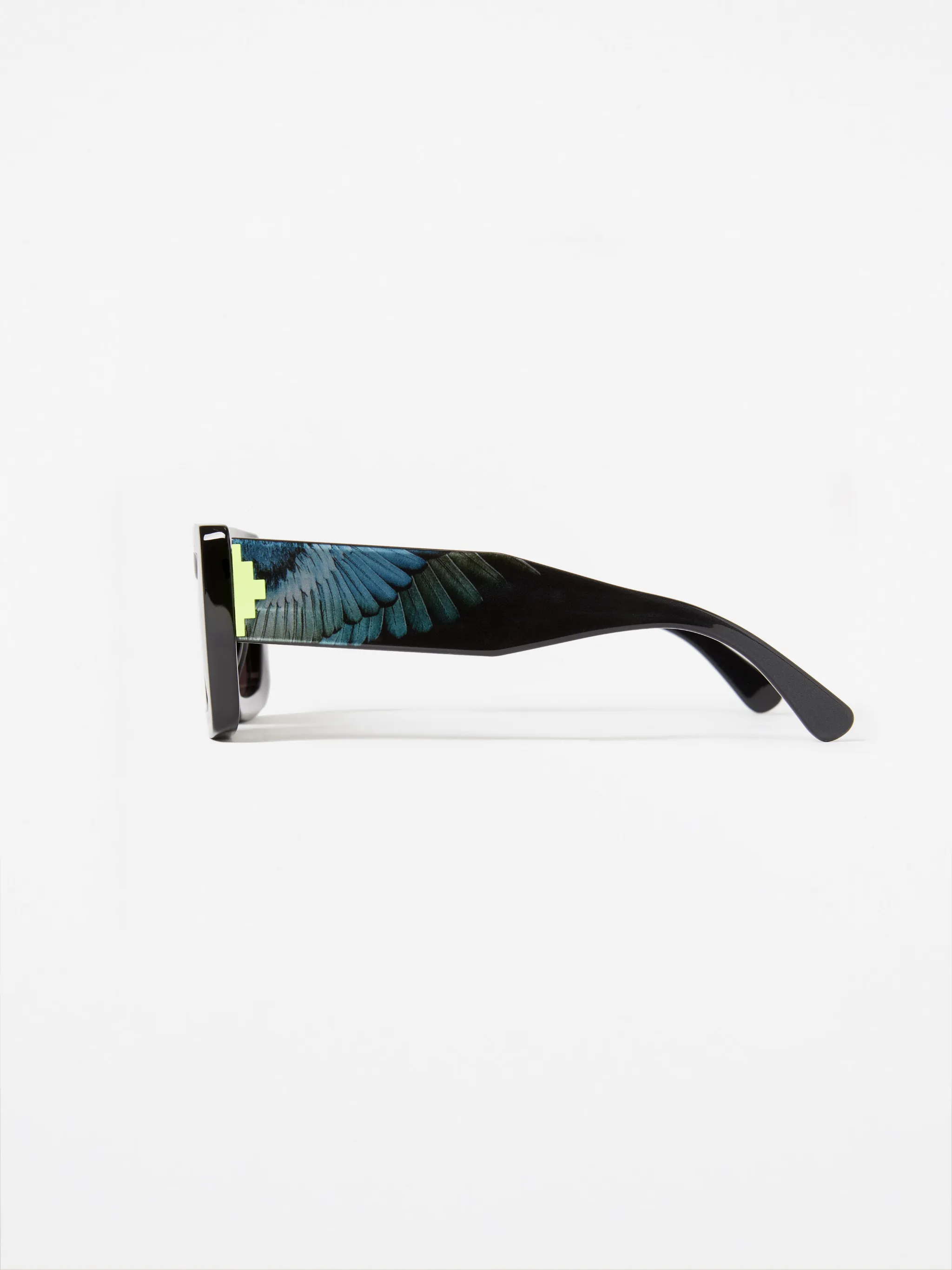 Black acetate Wings logo rectangular-frame sunglasses from Marcelo Burlon County of Milan featuring wings print, rectangle frame, tinted lenses and curved tips. We know you'll look after them, but these glasses come with protection, just in case.