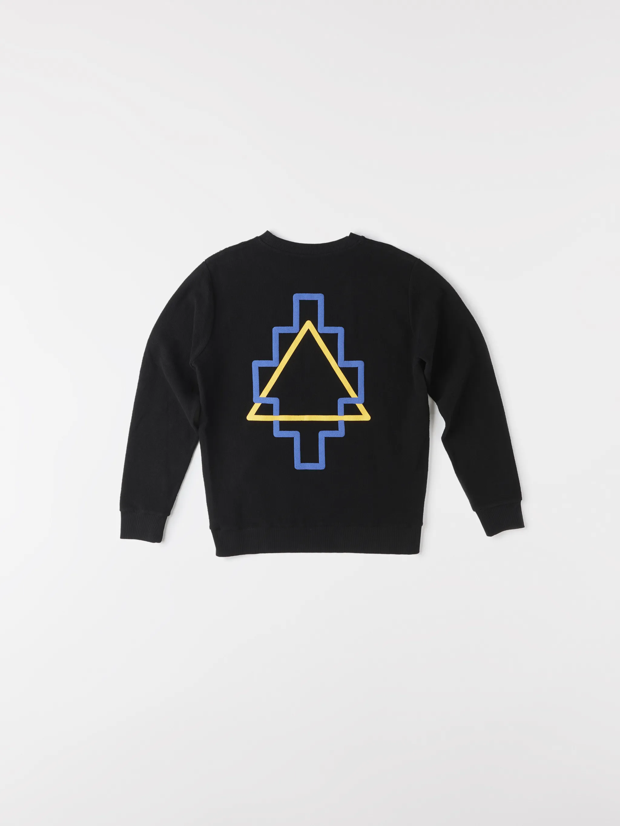 Black cotton Triangl Outline crew-neck jumper from Marcelo Burlon County of Milan featuring logo print at the chest, graphic print to the rear, crew neck, long sleeves and straight hem.