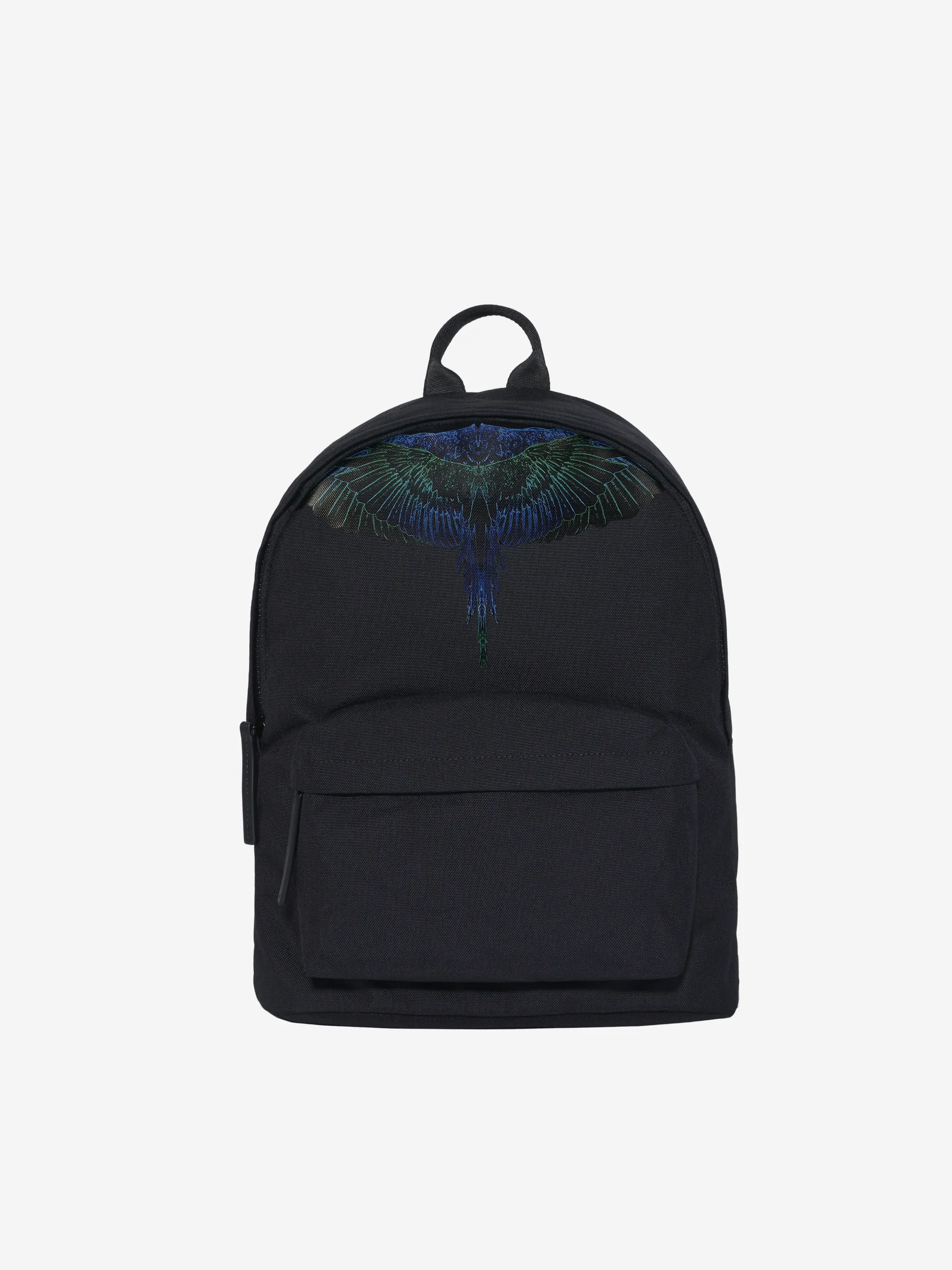 Black wings print backpack from Marcelo Burlon County of Milan featuring wings print, single rounded top handle, all-around zip fastening, two adjustable shoulder straps and front zip fastening pockets.