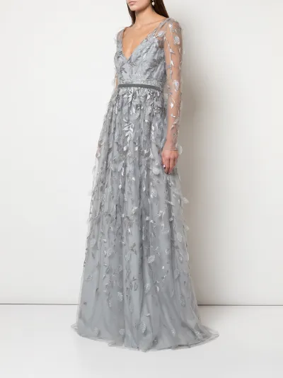 Marchesa Notte leaf embroidered gown Eraldo DE