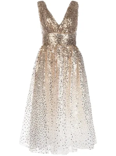 Marchesa Notte V neck sequin midi dress Eraldo DE