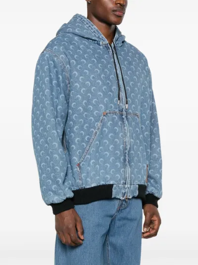 Marine Serre crescent moon-print denim jacket | Eraldo.com PM