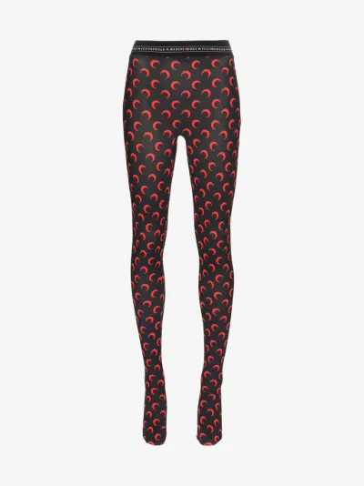 MARINE SERRE Crescent Moon-print Fitting Legging Black Size S