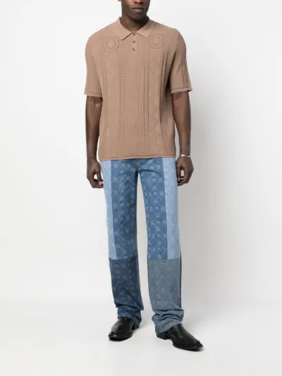 Marine Serre Moon Diamant cable-knit polo top | Eraldo.com FR
