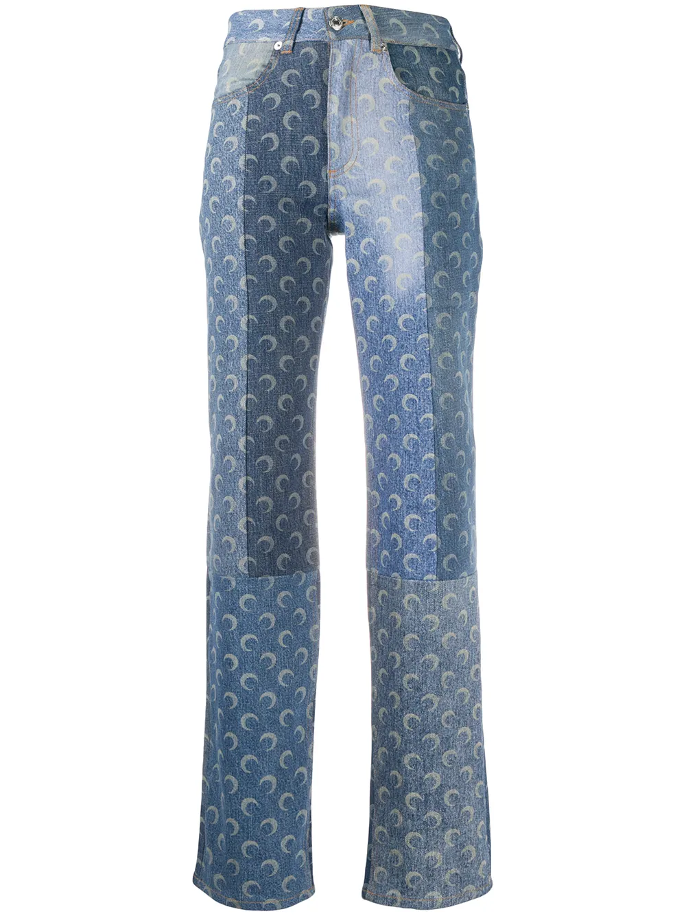 moon print high-rise straight leg jeans 