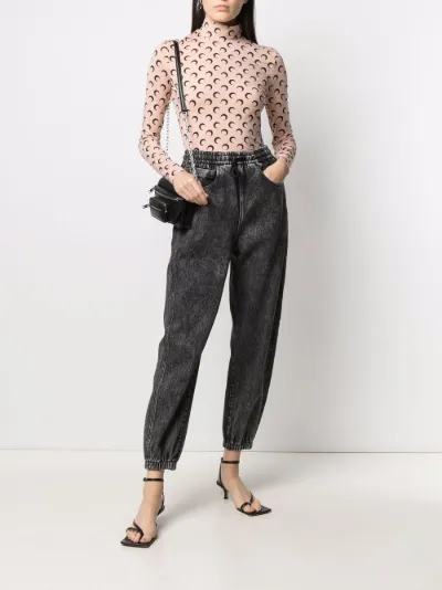 moon-print turtleneck top | Marine 