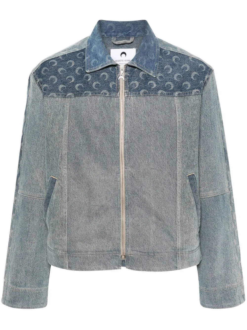 Marine Serre Crescent moon-print Denim Jacket | Blue