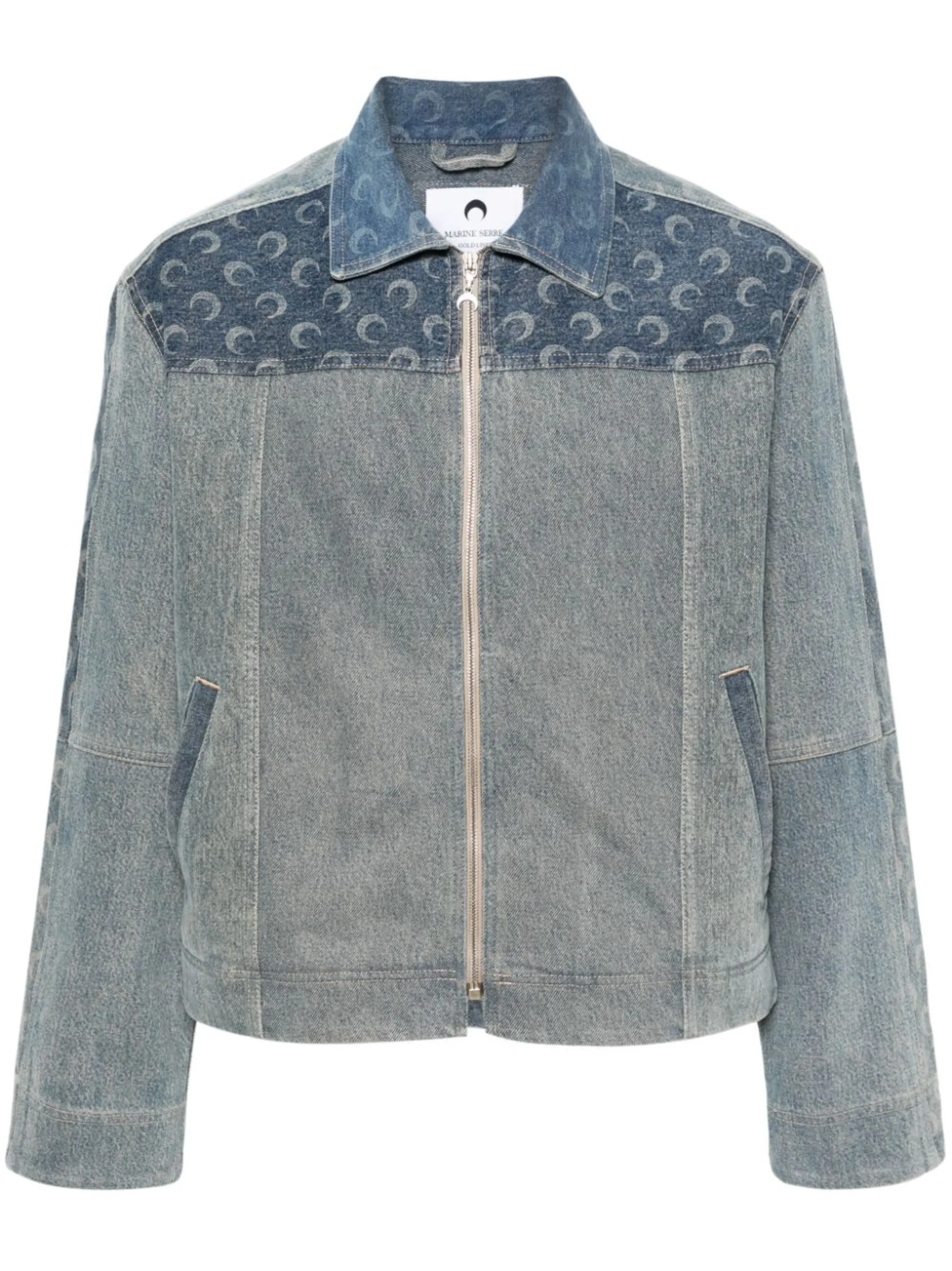 Marine Serre Regenerated zip-up denim jacket | Eraldo.com YE