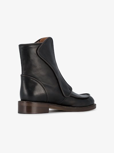 flat ankle boots with front zip