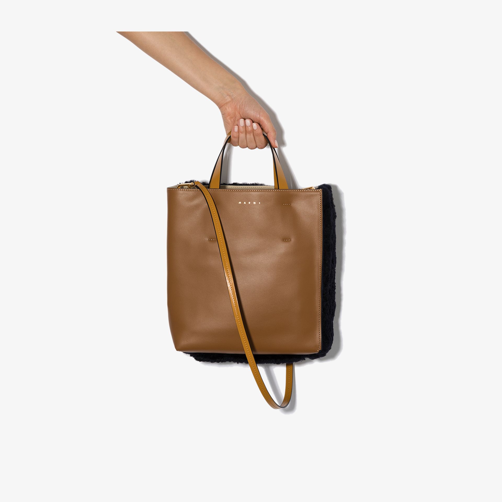 shearling tote bag