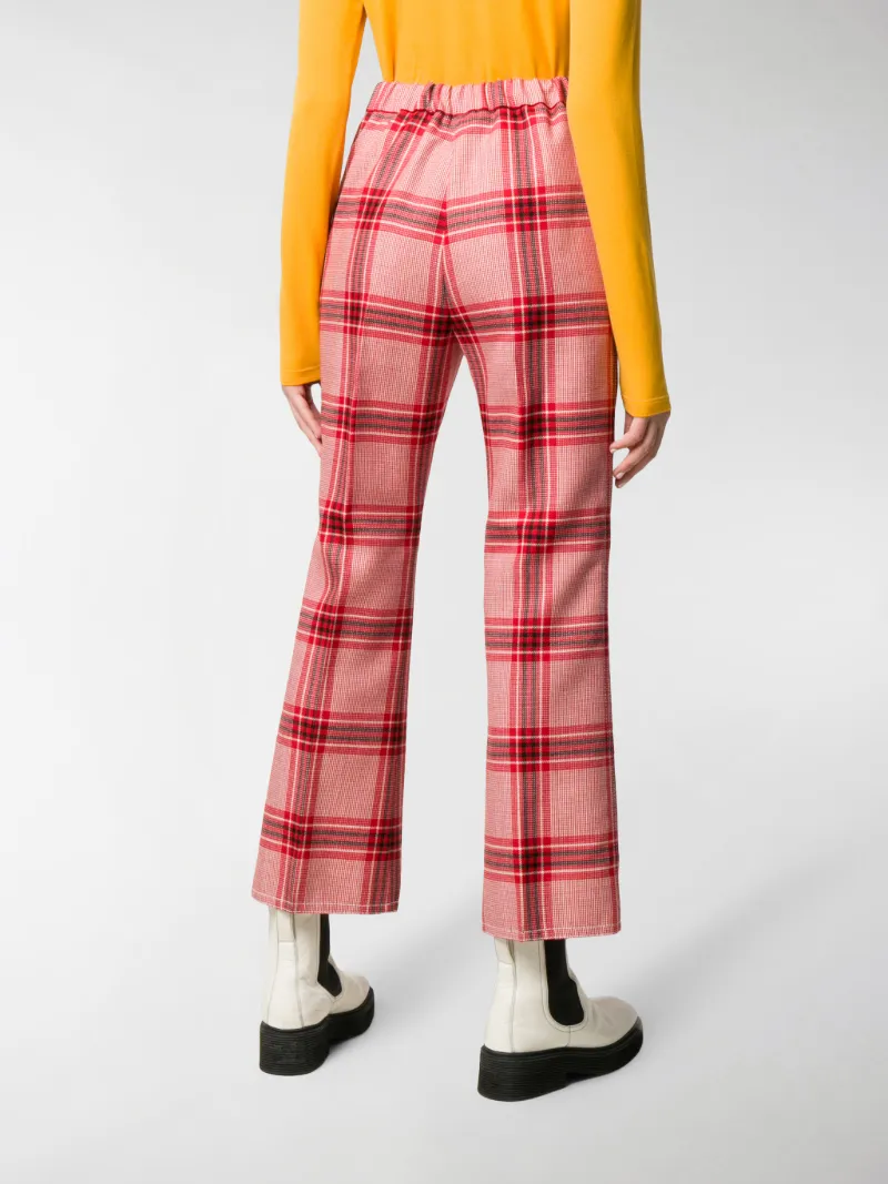 Marni checked bootcut trousers red | MODES