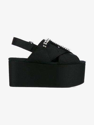 flat quilted sandals with platform sole