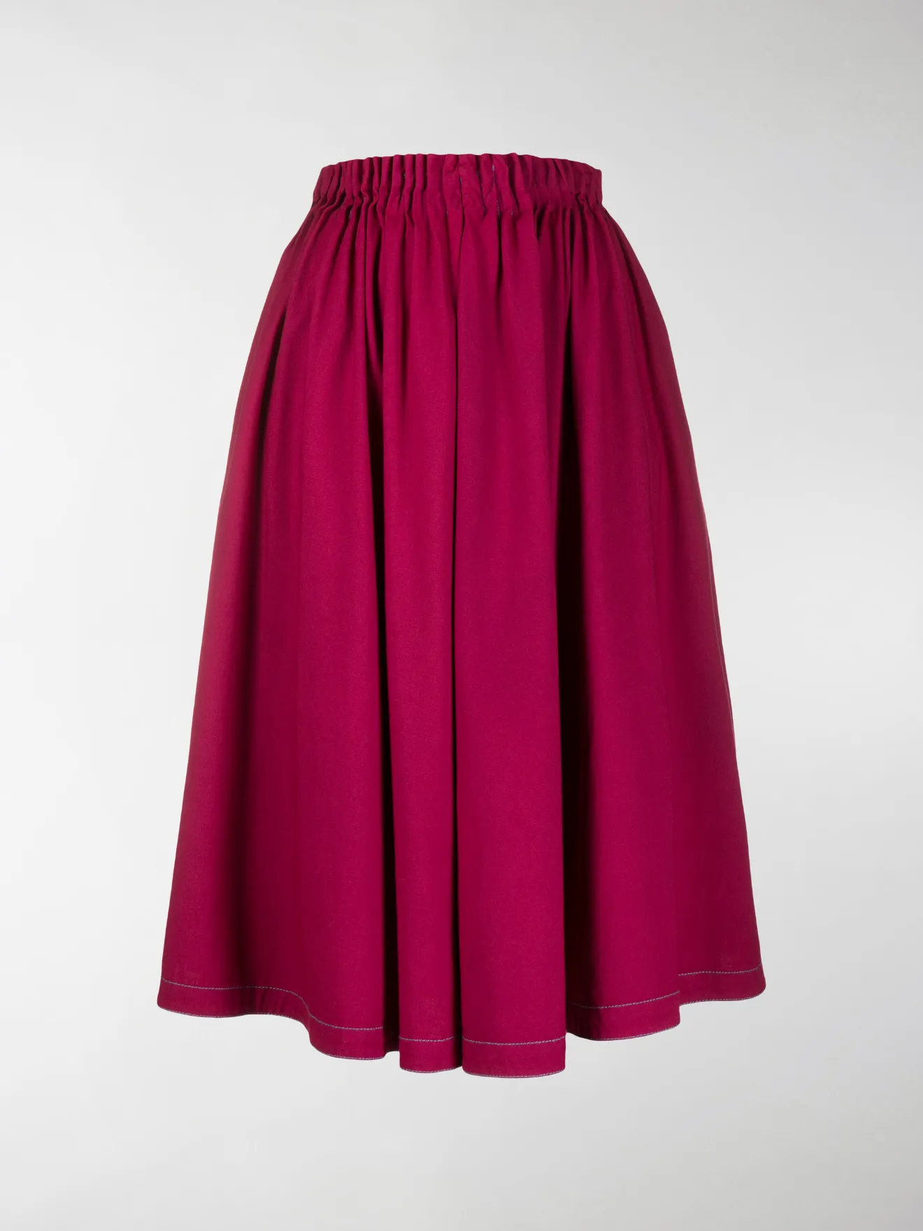 pink midi denim skirt
