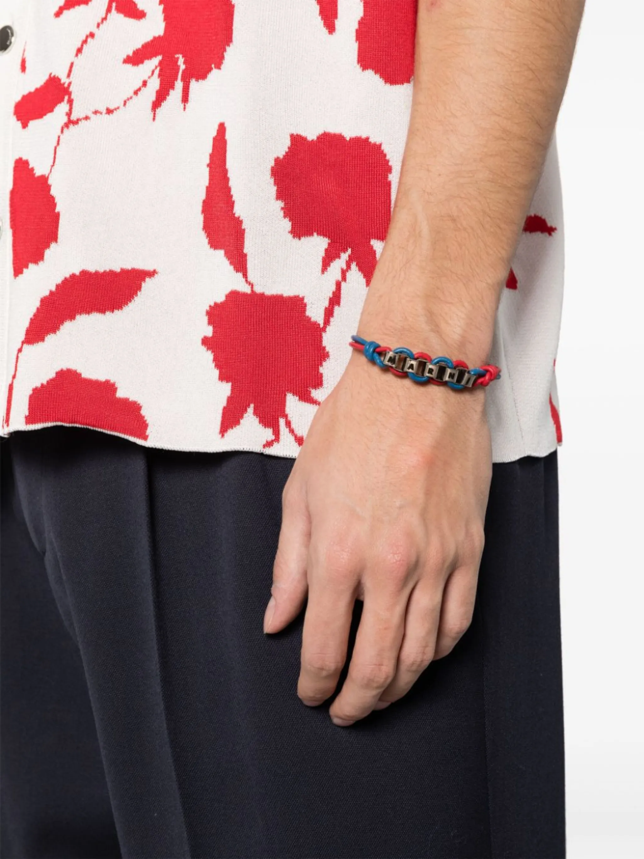 Marni logo-chain leather bracelet | Eraldo.com FR