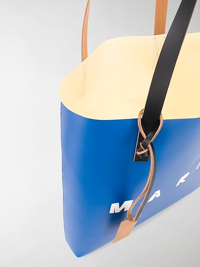 Marni Logo Print Tote Bag Blue Modes
