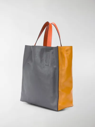two tone leather tote