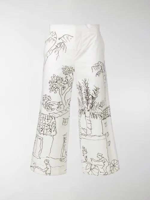 Marni - Pantaloni crop illustrati