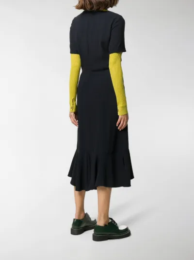 peplum hem midi dress