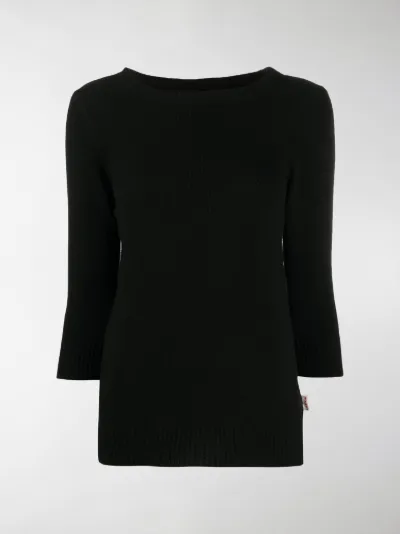 black ribbed crew neck jumper