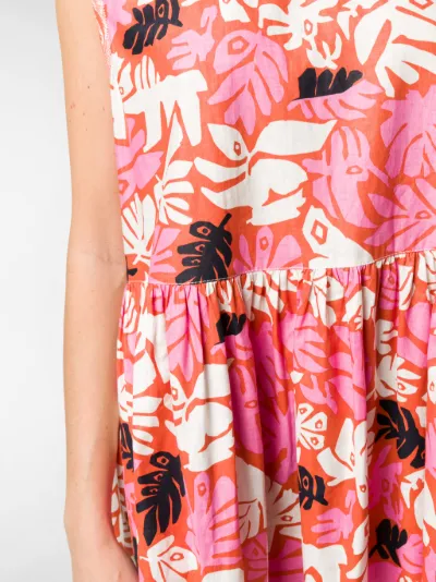 leaf print midi dress