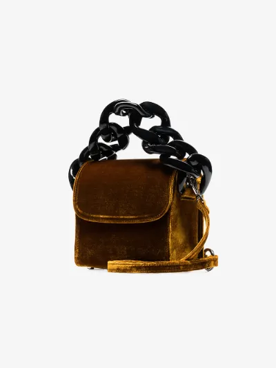 Chain-embellished velvet cross-body bag展示图