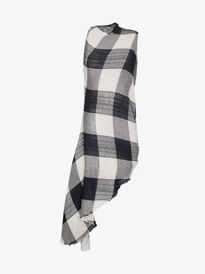 1210456 Red Check Asymmetric Shirt Dress