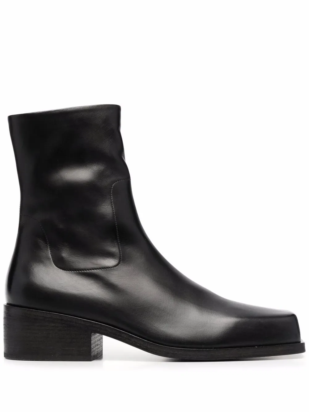 Black square toe block heel boots hotsell