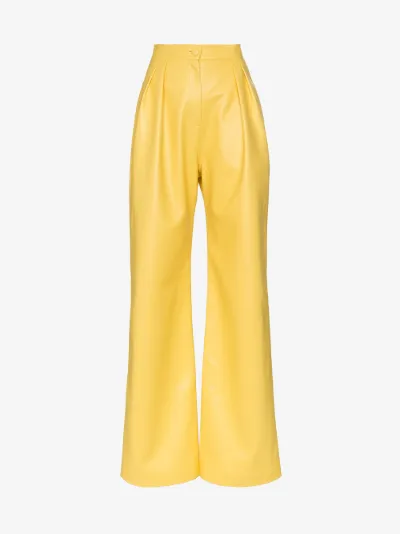 yellow faux leather pants