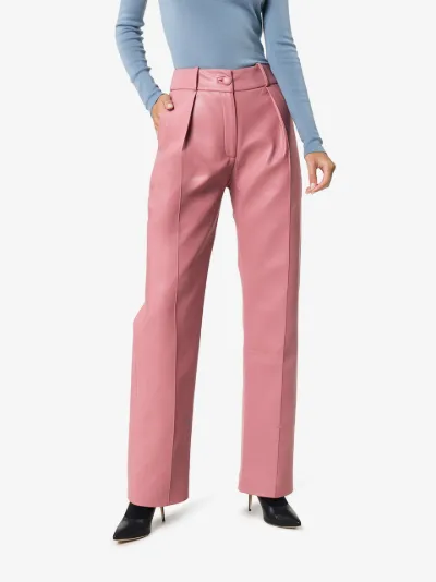 pink leather trousers