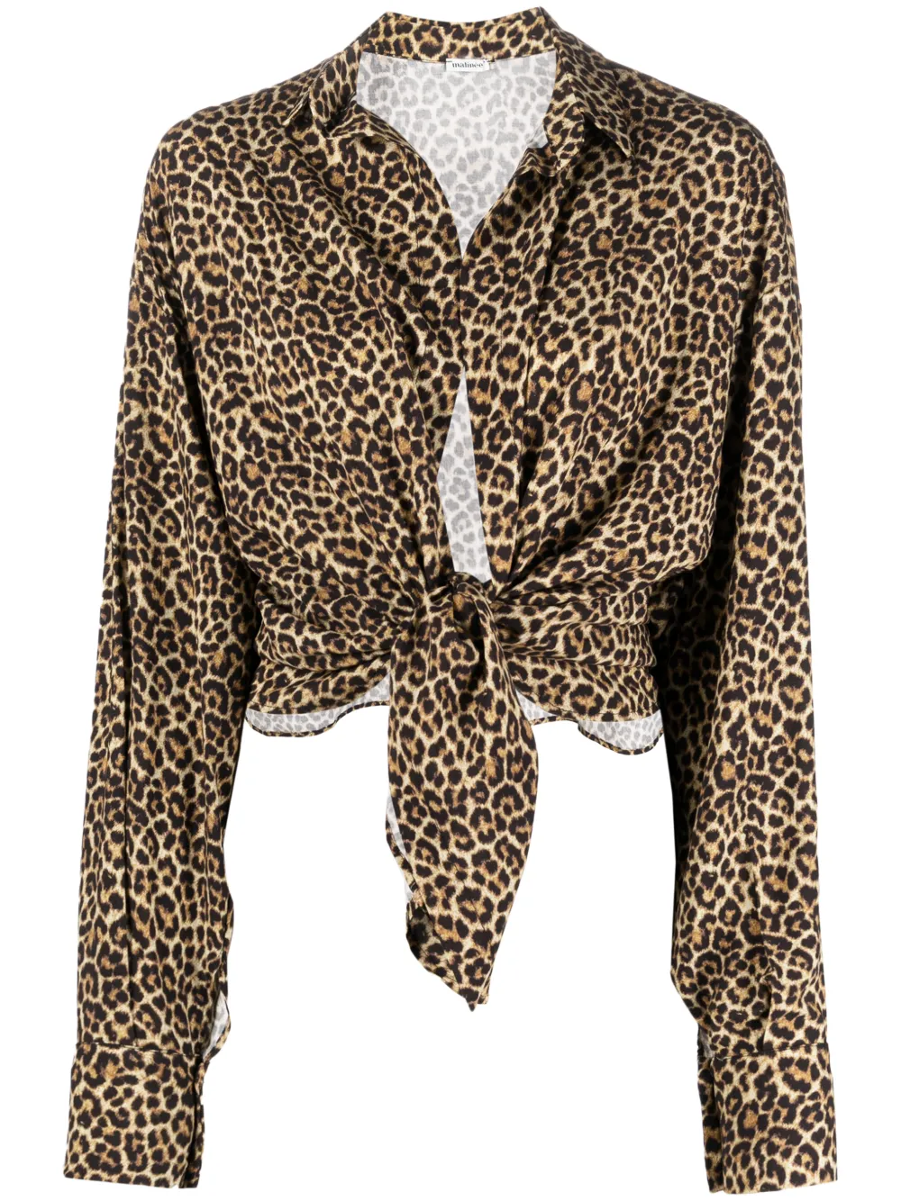 leopard-print tie-fastening blouse 
