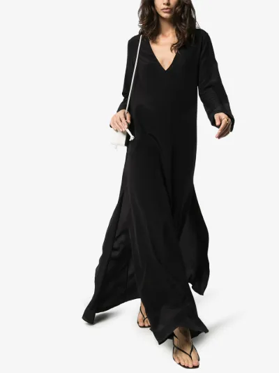 long sleeve silk maxi dress