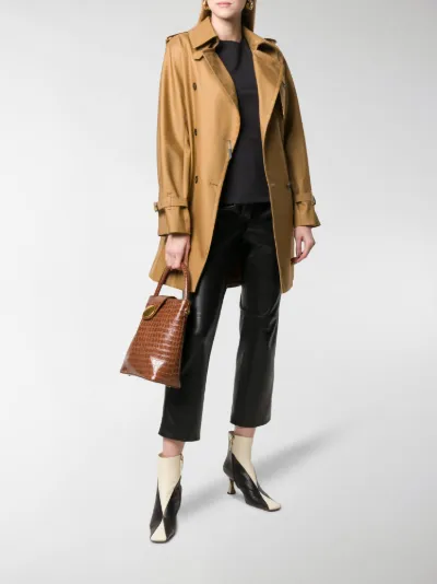 Cotton trench coat in tobacco brown M