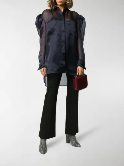 puff sleeve sheer blouse