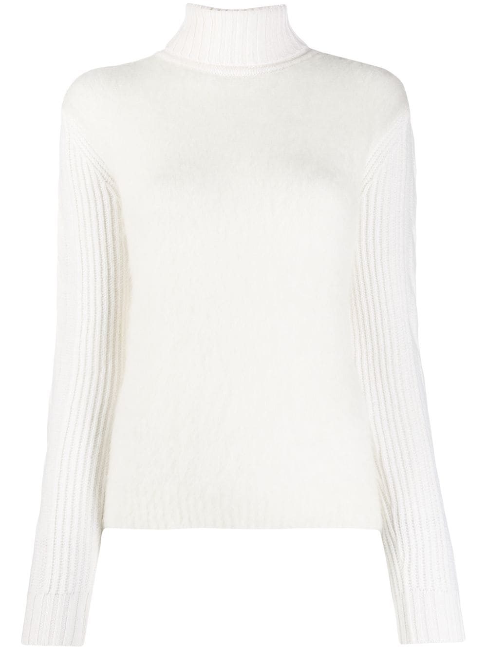 chunky white roll neck jumper