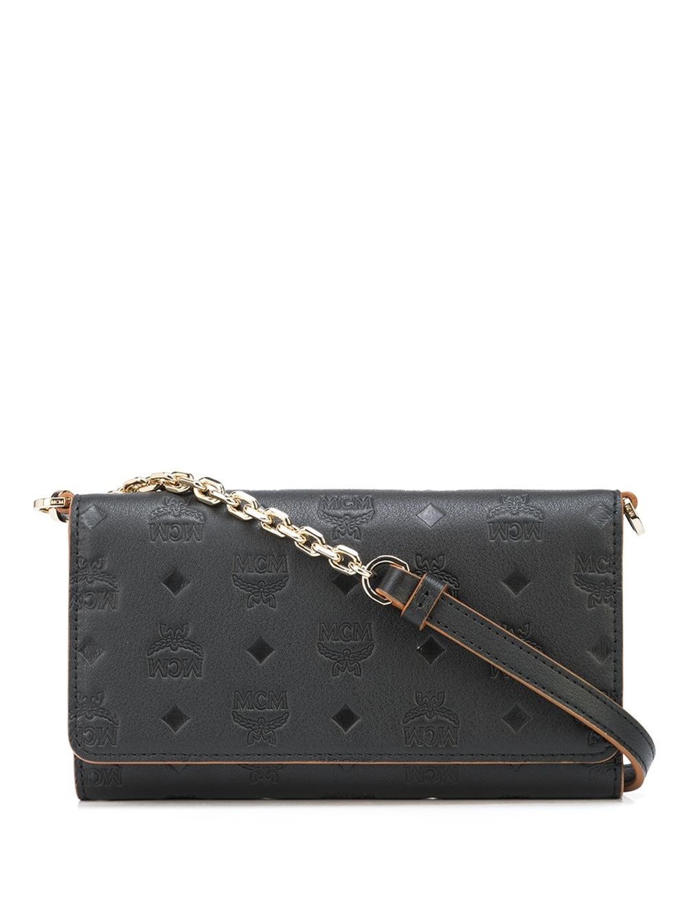 Mcm aren embossed discount logo monogram chain wallet