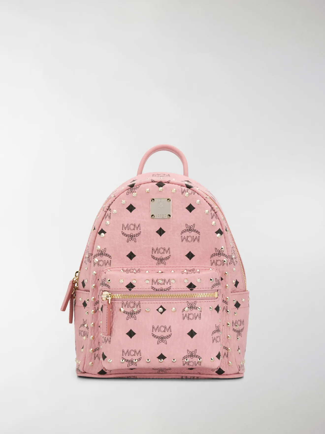 mcm logo print backpack