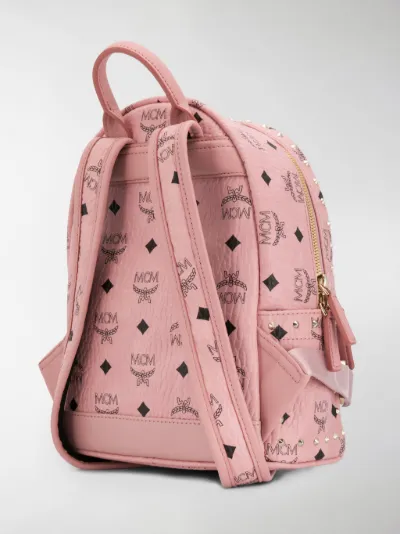 mcm logo print backpack