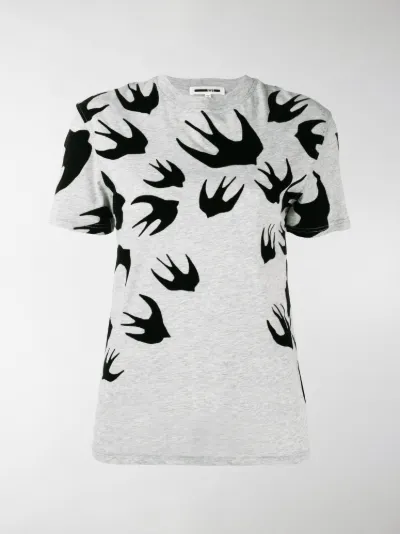 alexander mcqueen swallow print t shirt