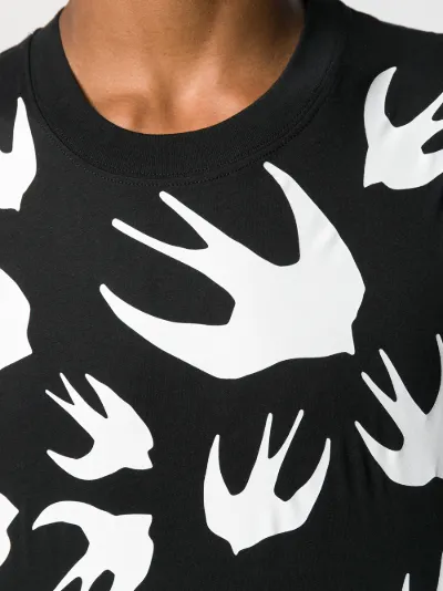 alexander mcqueen swallow print t shirt