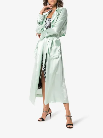 belted silk trench coat展示图