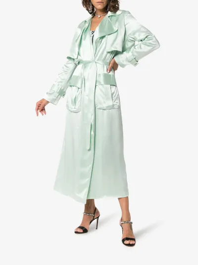 belted silk trench coat展示图