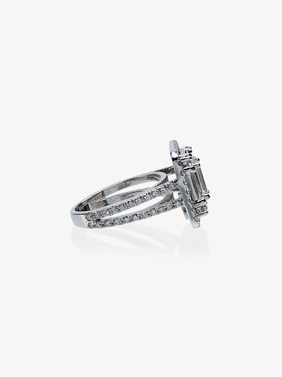 Mindi Mond 18k White Gold Round Diamond Ring Browns