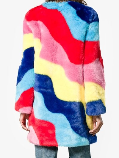 Mira Mikati faux fur rainbow wave coat | Browns