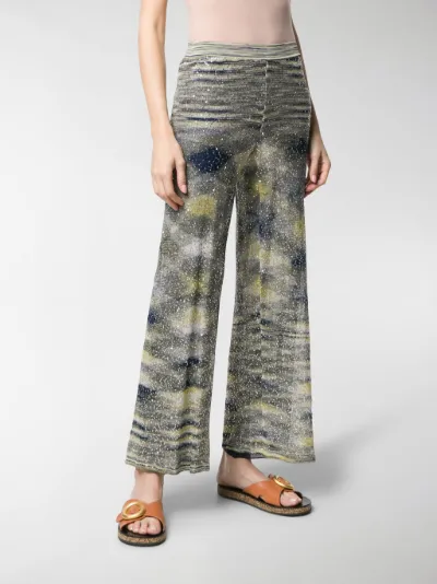 patterned flared trousers