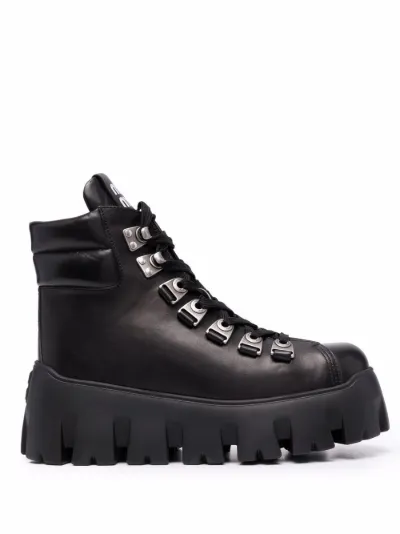 black hiker platform ankle boot