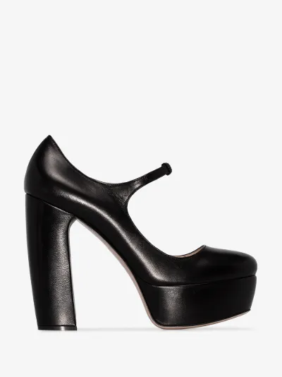 black leather mary jane pumps