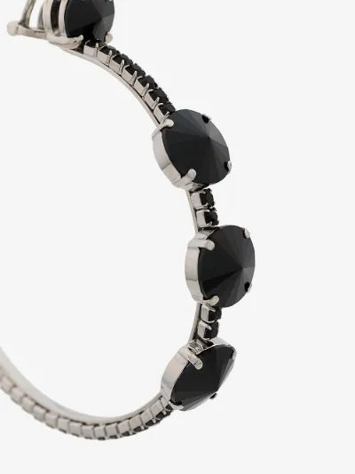Miu Black Crystal Oversize Hoop Earrings Browns