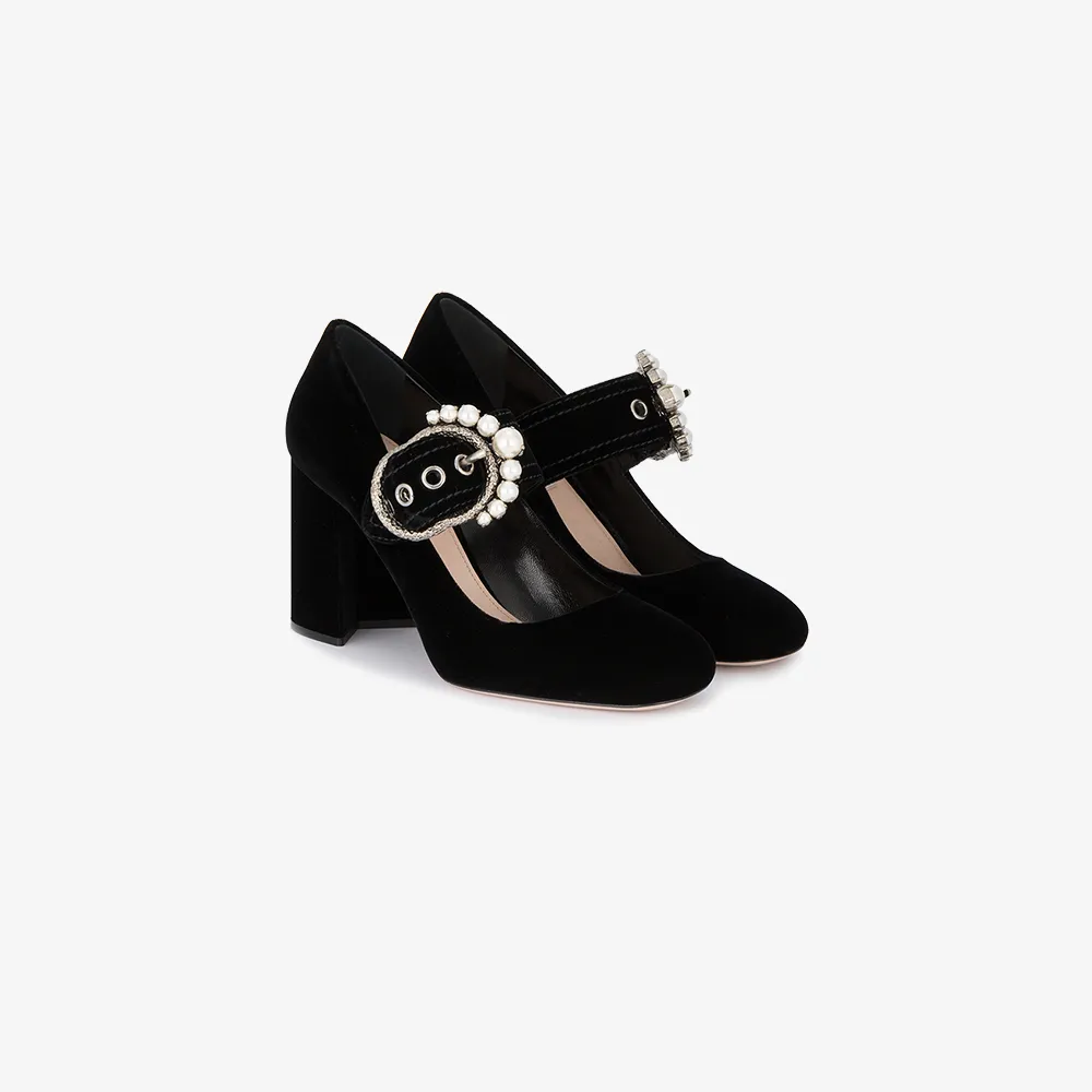 black velvet mary jane heels