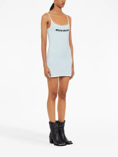 Miu Miu Cotton Mini-Dress - Grey | Editorialist