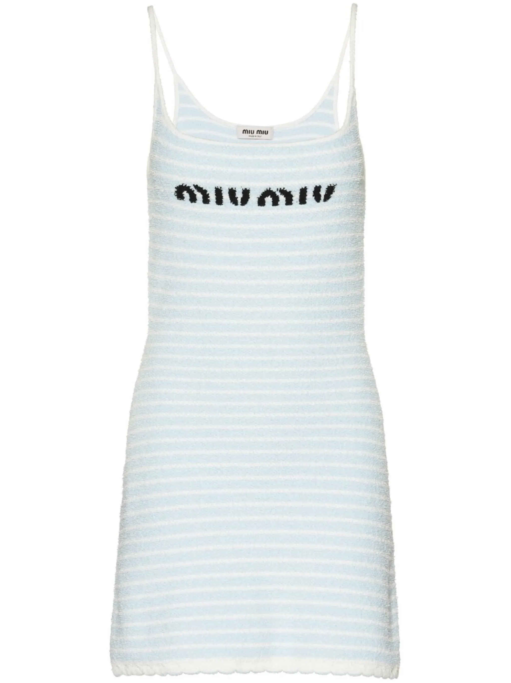 Miu Miu Short Sleeve Mini Dress in Avorio & Beige | FWRD